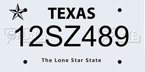 12SZ489 Texas License Plate