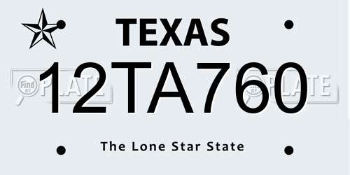 12TA760 Texas License Plate