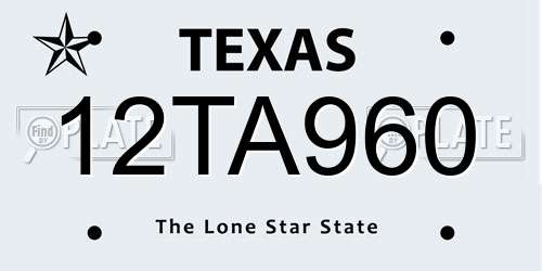 12TA960 Texas License Plate