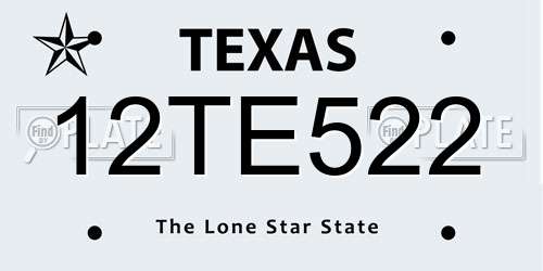 12TE522 Texas License Plate