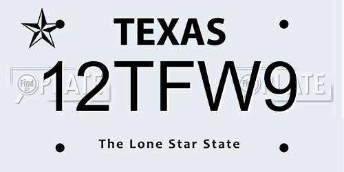12TFW9 Texas License Plate