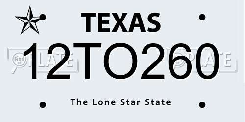 12TO260 Texas License Plate
