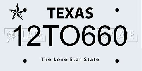 12TO660 Texas License Plate