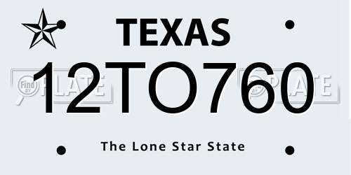 12TO760 Texas License Plate