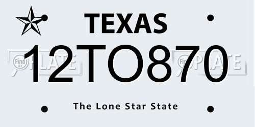12TO870 Texas License Plate