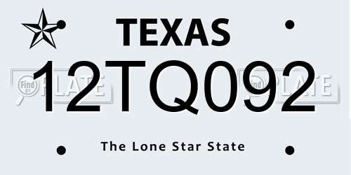 12TQ092 Texas License Plate