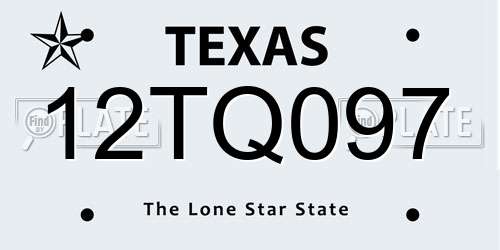 12TQ097 Texas License Plate