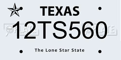 12TS560 Texas License Plate
