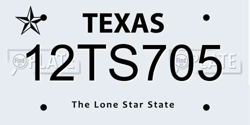 12TS705 Texas License Plate