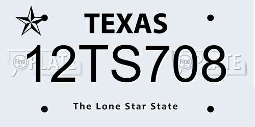 12TS708 Texas License Plate