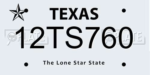 12TS760 Texas License Plate