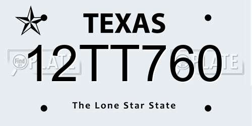 12TT760 Texas License Plate