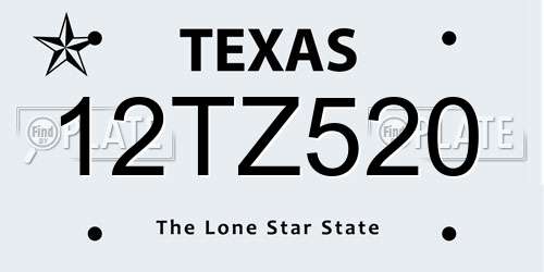 12TZ520 Texas License Plate