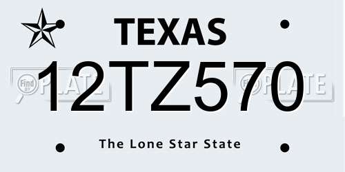 12TZ570 Texas License Plate