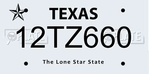 12TZ660 Texas License Plate