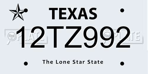 12TZ992 Texas License Plate