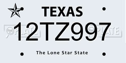 12TZ997 Texas License Plate