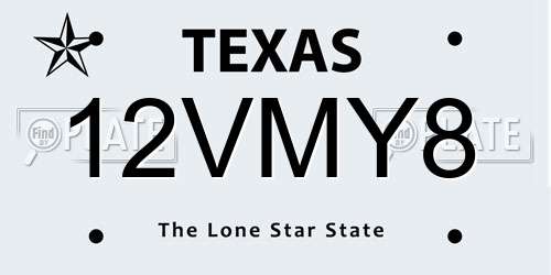12VMY8 Texas License Plate