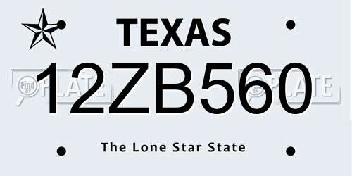 12ZB560 Texas License Plate