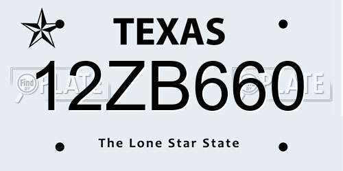 12ZB660 Texas License Plate