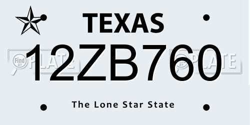 12ZB760 Texas License Plate