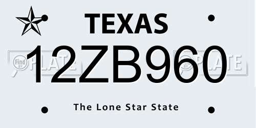 12ZB960 Texas License Plate