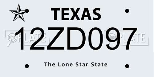 12ZD097 Texas License Plate
