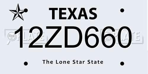 12ZD660 Texas License Plate
