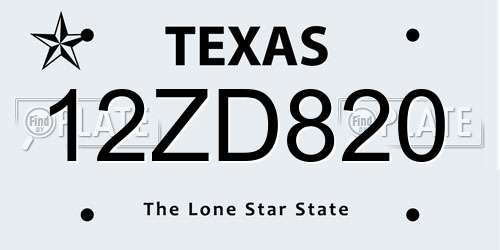 12ZD820 Texas License Plate