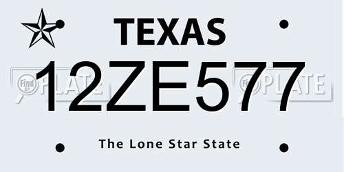 12ZE577 Texas License Plate
