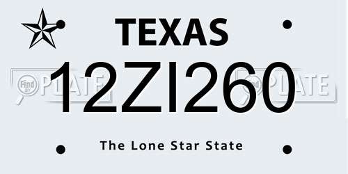 12ZI260 Texas License Plate