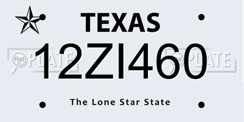 12ZI460 Texas License Plate