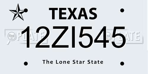 12ZI545 Texas License Plate