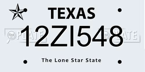 12ZI548 Texas License Plate