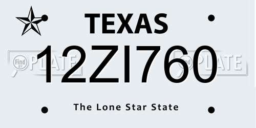 12ZI760 Texas License Plate
