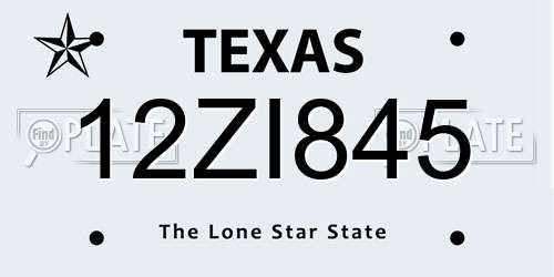 12ZI845 Texas License Plate