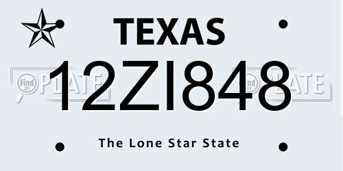 12ZI848 Texas License Plate