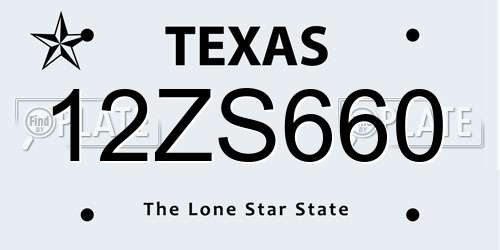 12ZS660 Texas License Plate