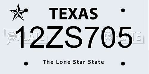 12ZS705 Texas License Plate