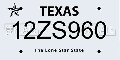 12ZS960 Texas License Plate