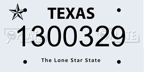 1300329 Texas License Plate