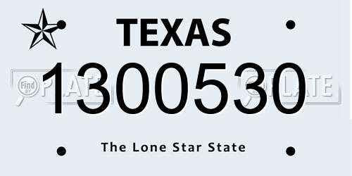 1300530 Texas License Plate