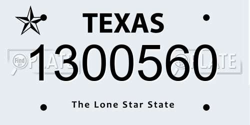 1300560 Texas License Plate