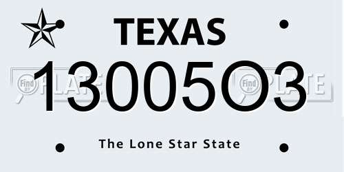 13005O3 Texas License Plate