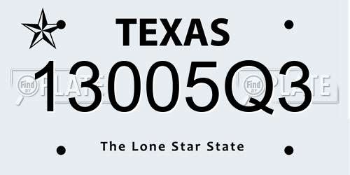 13005Q3 Texas License Plate