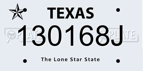 130168J Texas License Plate