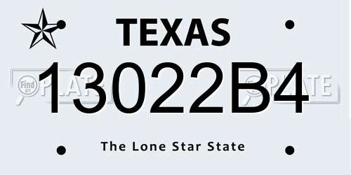 13022B4 Texas License Plate