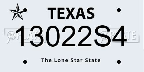 13022S4 Texas License Plate