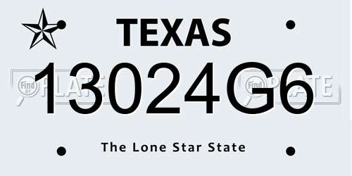 13024G6 Texas License Plate