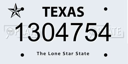 1304754 Texas License Plate